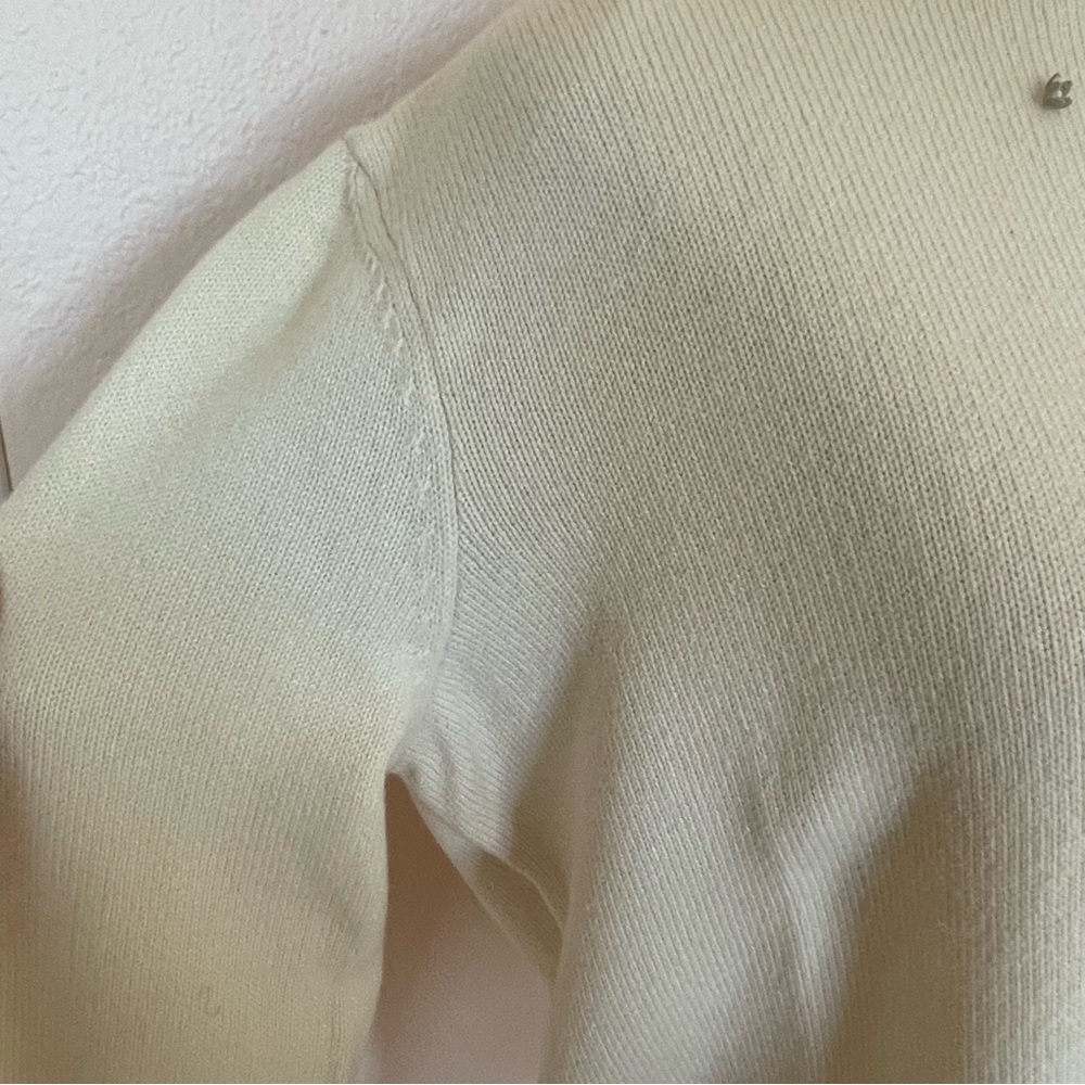 Valentino L’Amour Ivory 100% Cashmere Sweater Red Floral Heart Leather Italy - Picture 5 of 16